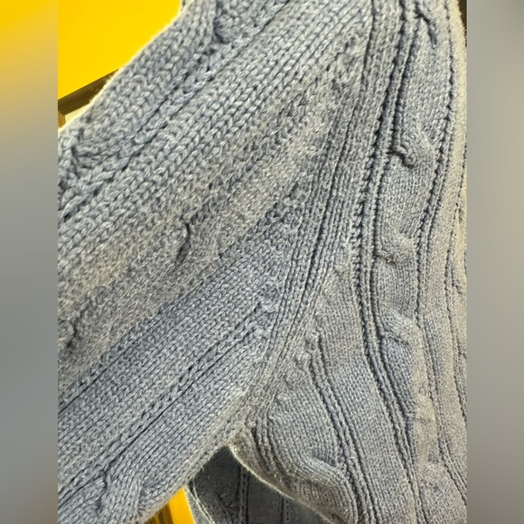 Land’s End Women's Blue Cable Knit Turtleneck Sweater - Picture 9 of 11